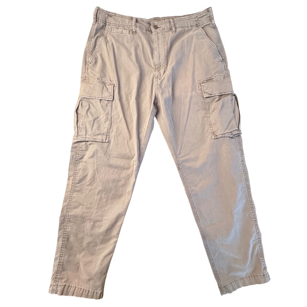American Eagle Mens Khaki Tan Cargo Pants Straight Leg Utility Trousers 36x28